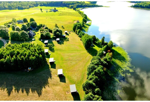 A romantic overnight stay at a campsite with a sauna by Lake Ežezer