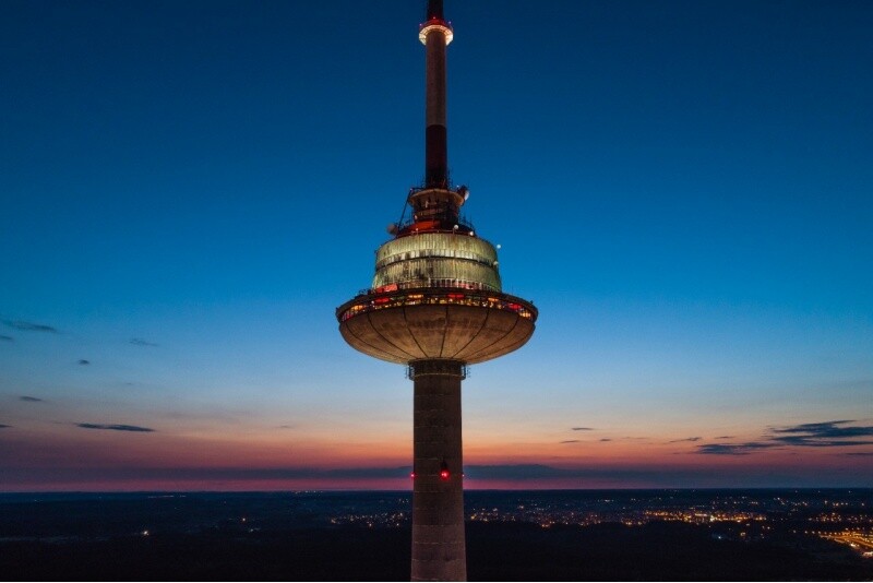 Romantic dinner above the clouds for two at the Television Tower in Vilnius