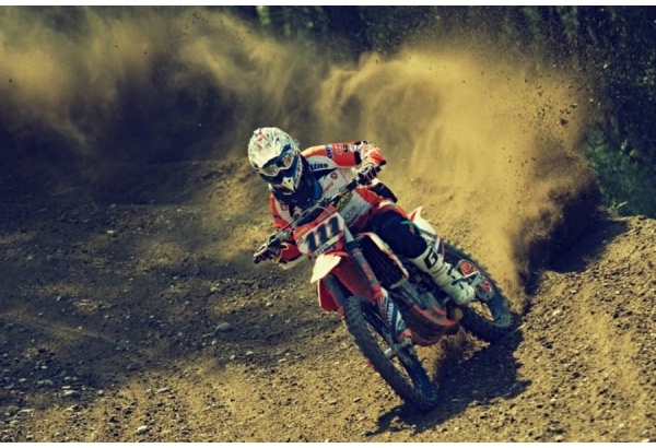 Thrilling ride on motocross bike