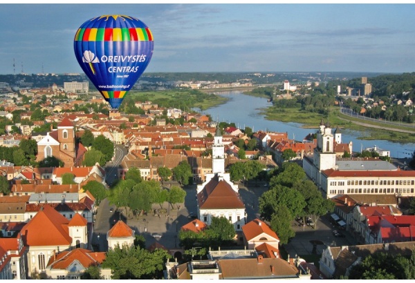 Hot air balloon flight over Kaunas